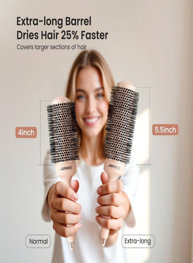 AIMIKE Round Brush for Blow Out, Extra Long Round Hair Brush w/Nano Thermal Ceramic & Ionic Tech, for Blow Drying & Styling, Curling and Shine - Barrel 1.7 inch - Image 3